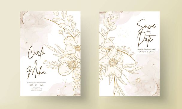 Hand Drawn vintage floral wedding invitation card - Vector, imagen