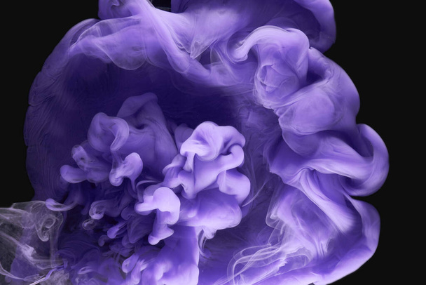 Purple lilac multicolored smoke abstract background, acrylic paint underwater explosion - Fotó, kép