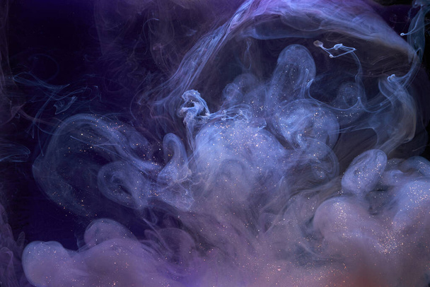 Blue multicolored smoke abstract background, acrylic paint underwater explosion - Фото, зображення