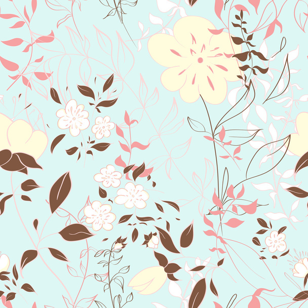 Seamless pattern with floral elements. - Vetor, Imagem