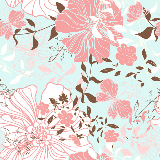 Seamless pattern with floral elements. - Vecteur, image