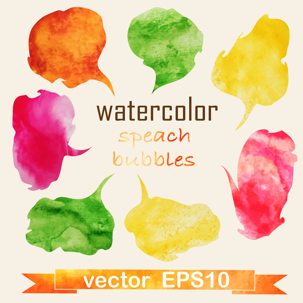 Watercolor Speech And Thought Bubbles - Vetor, Imagem