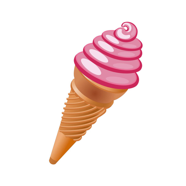 Funnel strawberry ice cream cone - Vector, Image