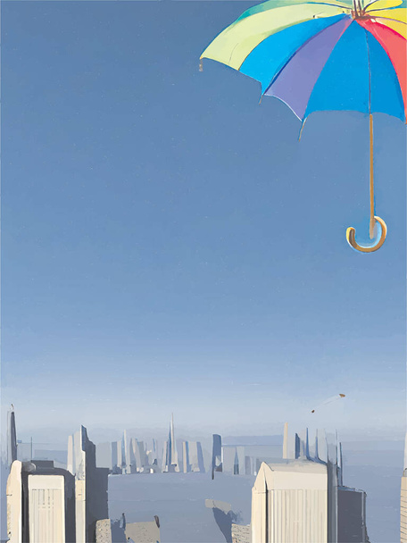 city skyline with nice umbrellas - Vecteur, image