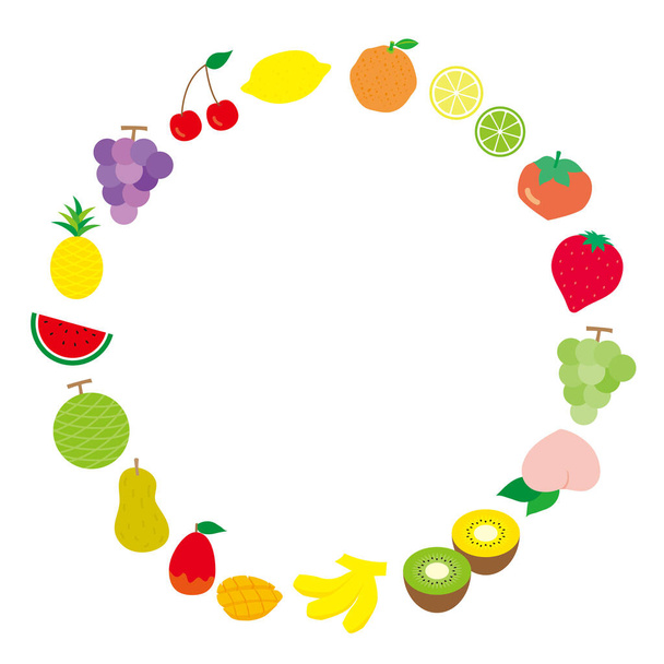 Un conjunto de ilustraciones de frutas simples y planas - Vector, Imagen
