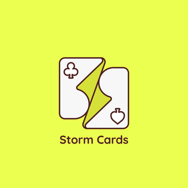 Yellow lighting card, storm card logo concept for casino or card game industry - ベクター画像