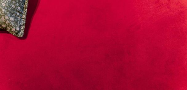 A red velvet background and pillow - Fotoğraf, Görsel