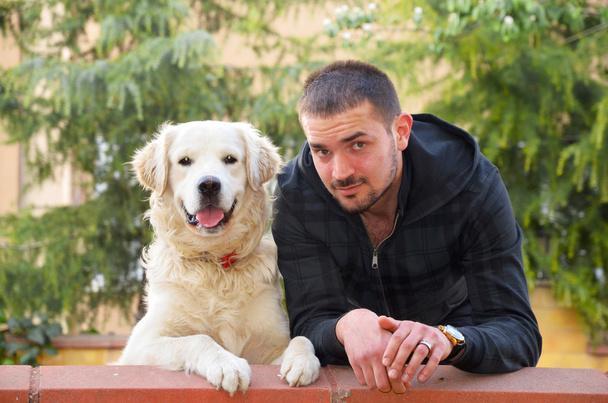 Young Man With His Dog - Photo, Image