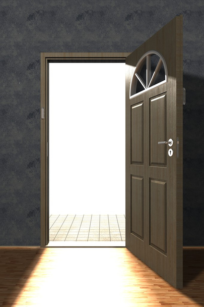 Puerta abierta de madera
 - Foto, Imagen