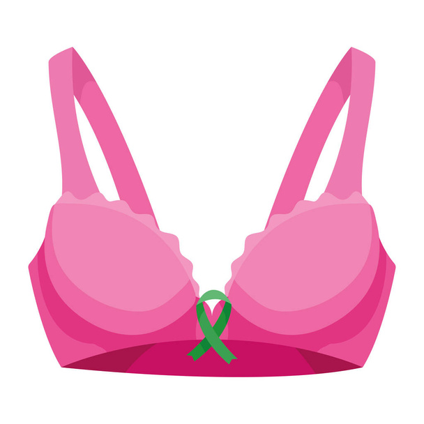 breast cancer ribbon in bra icon - ベクター画像