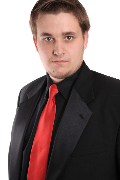 Jeune homme d'affaires en costume formel noir
 - Photo, image