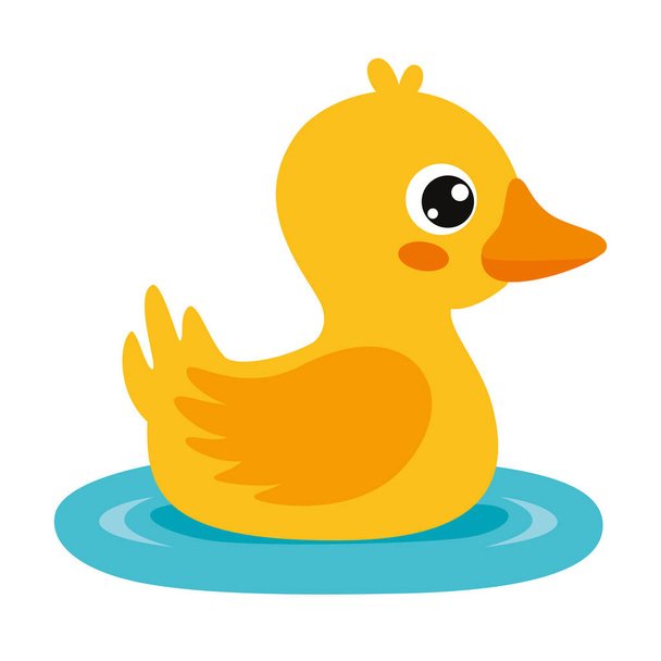 Cartoon Illustration Of A Rubber Duck - Wektor, obraz
