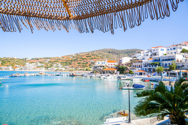 mpatsi or batsi city in andros island greece, greek tourist resort in aegean sea - Foto, Imagem
