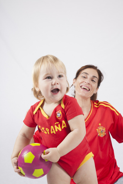 Familienmannschaft spanischer Fußballfan - Foto, Bild