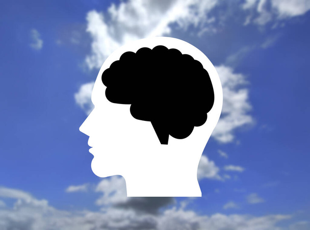 human adn mind icon isolated on blur sky background. concept for mental health. - Photo, image