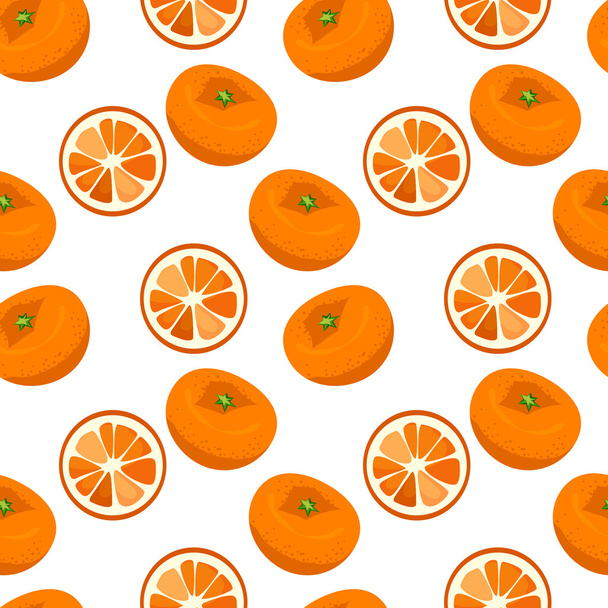 Seamless vector pattern with tangerines. - Vector, Image