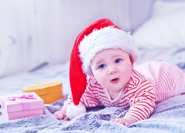 Little baby in santa hat - Фото, зображення