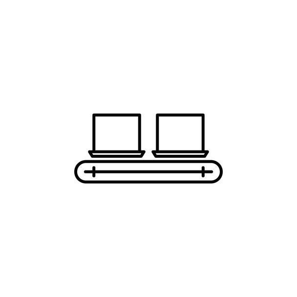 fabriek, laptop, productie-icoon. Productie-icoon voor mobiel concept en webapps. Dunne lijn fabriek, laptop, productie-pictogram kan worden gebruikt voor web en mobiel op witte achtergrond - Vector, afbeelding