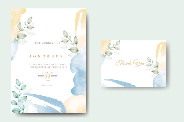 Hand painted watercolor Leaves wedding invitation card  - Vector, Image