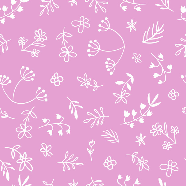 Vector hand drawn doodle flower seamless pattern - Vector, Imagen