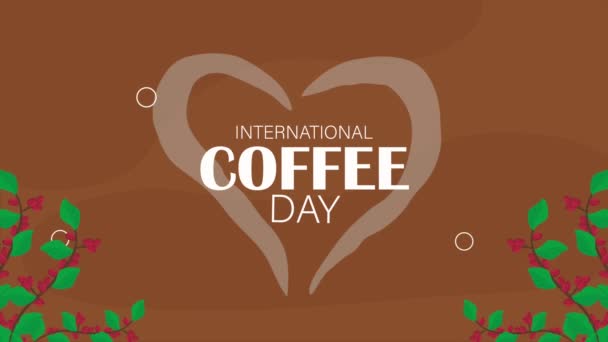 international coffee day lettering animation ,4k video animated - Filmagem, Vídeo