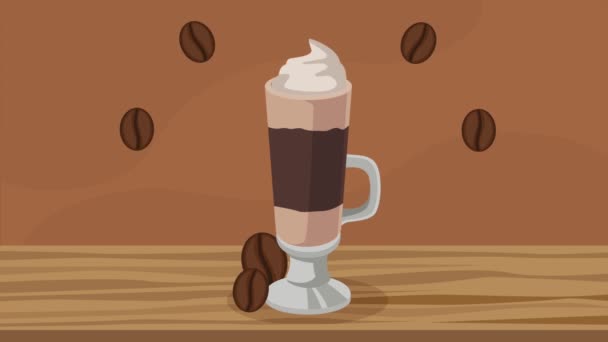 iced coffee cup with grains ,4k video animated - Felvétel, videó