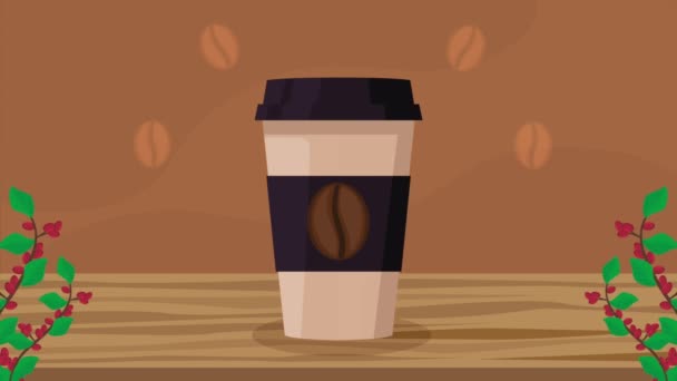coffee drink in take away pot ,4k video animated - Metraje, vídeo