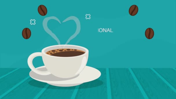 coffee cup with heart animation ,4k video animated - Filmati, video
