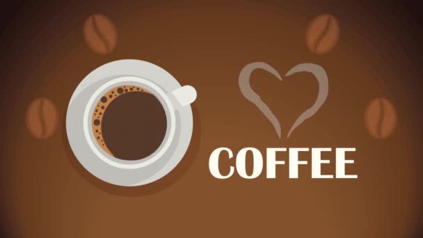 любите кофе с сердцем, 4K видео анимация - Кадры, видео