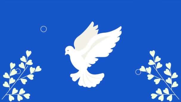 peace animation with dove flying ,4k video animated - Felvétel, videó