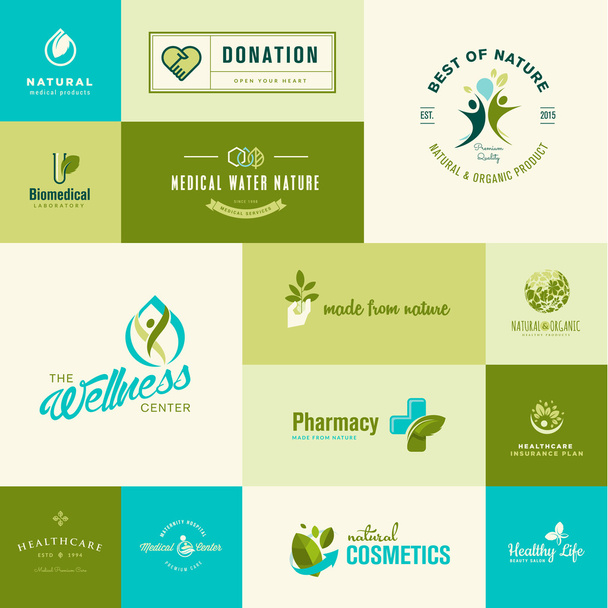 Set of modern flat design nature and healthcare icons - Vector, Image