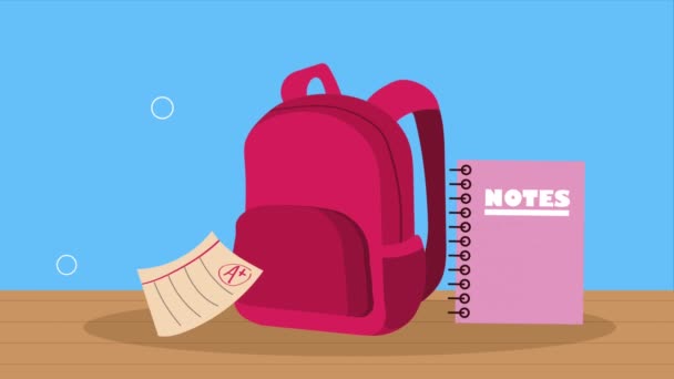 notebook and school supplies animation ,4k video animated - 映像、動画