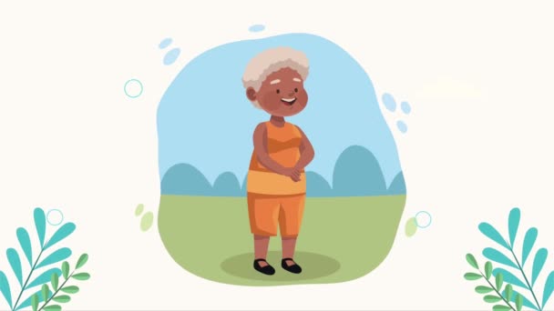 happy old woman character animation ,4k video animated - Video, Çekim