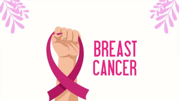 breast cancer awareness lettering animation ,4k video animated - Imágenes, Vídeo