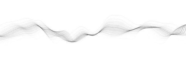 Abstraktní dynamická hladká vlna. Koncept zvukové vlny. Futuristické částice proudí na bílém pozadí. Technologie vyrovnávacího digitálního impulsu. Vektorová ilustrace. - Vektor, obrázek