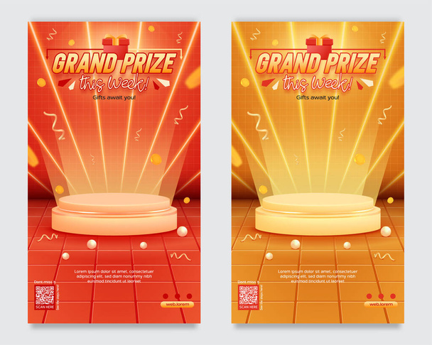 Grand prize event and invitation social media poster template - Vector, Image