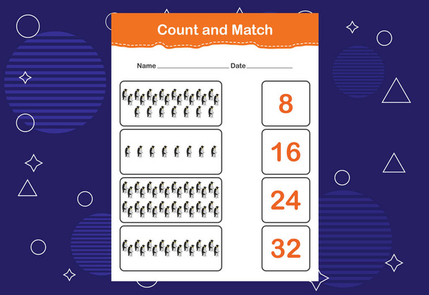 Count and match with the correct number. Count how many birds and choose the correct number - Vector, afbeelding