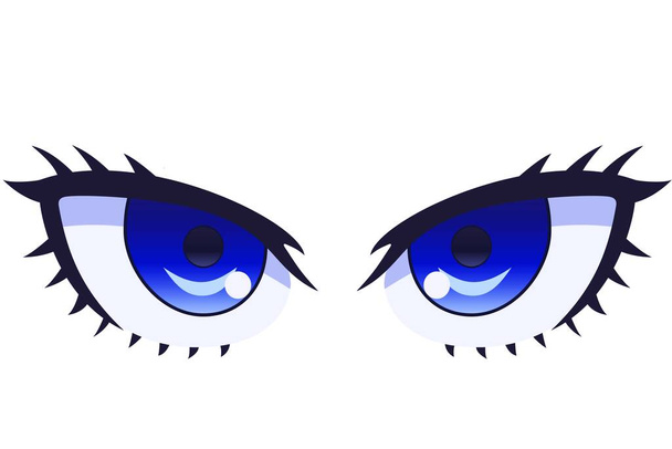 Μάτια anime σε λευκό φόντο. Χαρακτήρας κινουμένων σχεδίων - σχεδιασμός εικονογράφησης  - Φωτογραφία, εικόνα