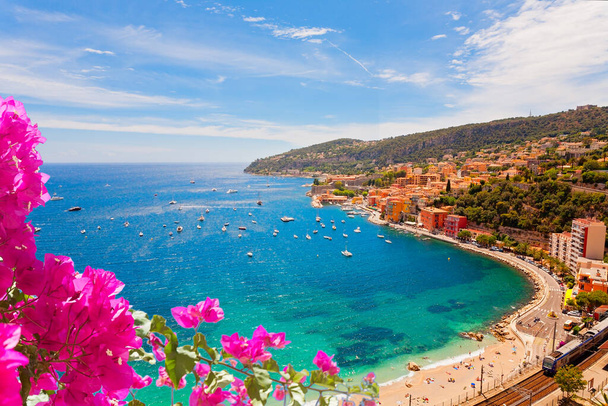Panoramic view of Villefranche-sur-mer, french riviera, France - 写真・画像