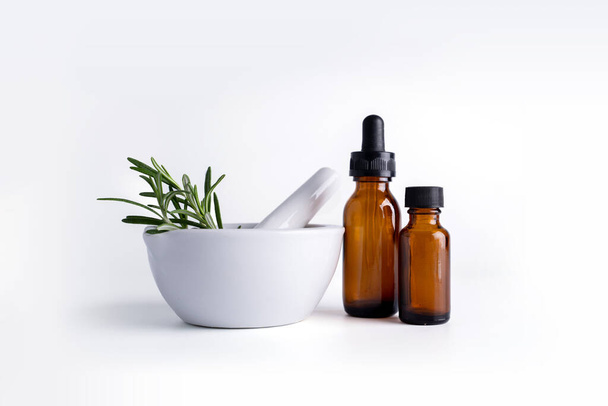 laboratory research alternative herb medicine organic on white - Foto, immagini