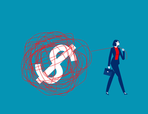 Business pull the rope that is entangled with the dollar. Business vector illustration - Vektor, obrázek