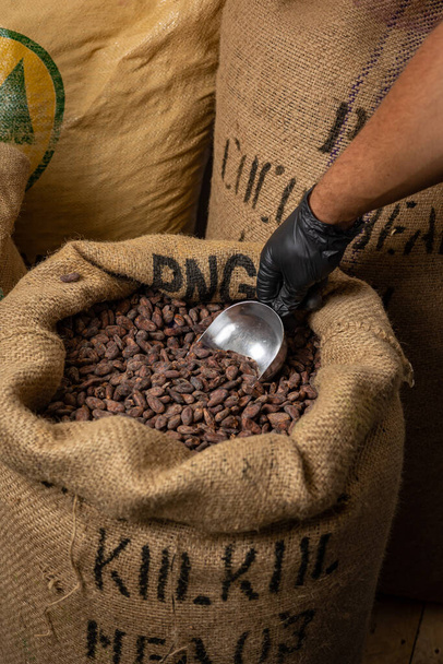 Canvas bag with Imported roasted cacao beans - Fotografie, Obrázek