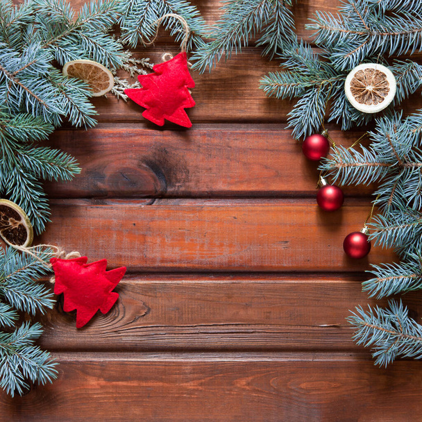 new year background, christmas decoration on wooden background - Fotoğraf, Görsel