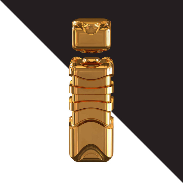 Gold symbol with gold belts. 3d letter i - Vector, Image