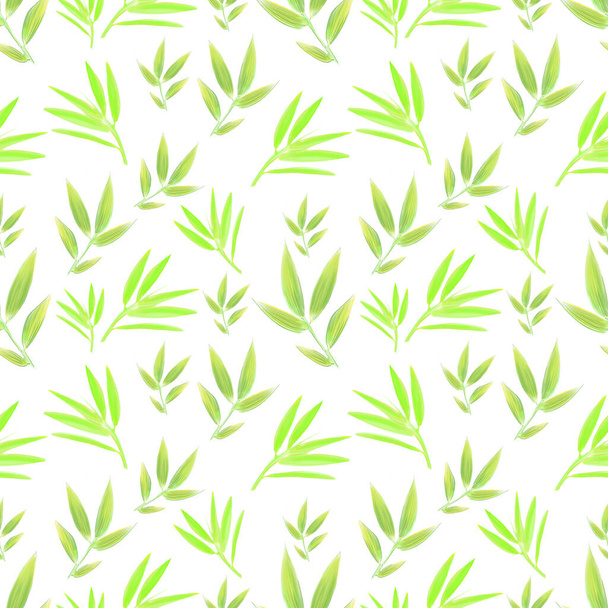 seamless pattern with green leaves. watercolor illustration  - Photo, Image