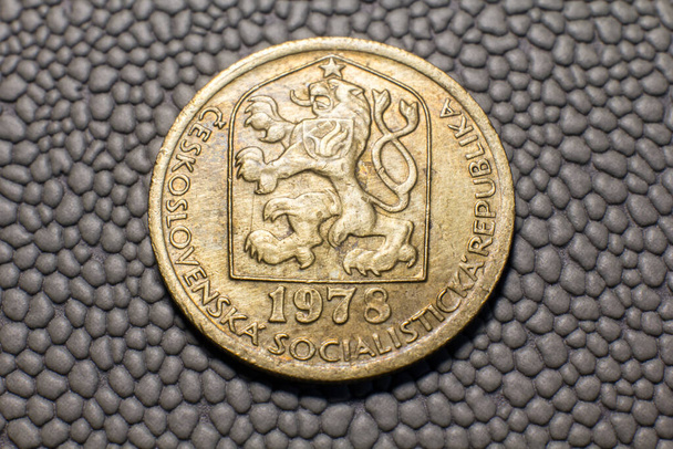 Czechoslovakia 20 heller coin close up - Foto, afbeelding