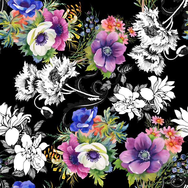 Colorful garden flowers background - Foto, imagen