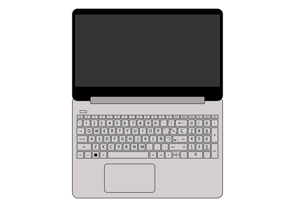 Значок ноутбука с символами, буквами и цифрами - Вектор,изображение