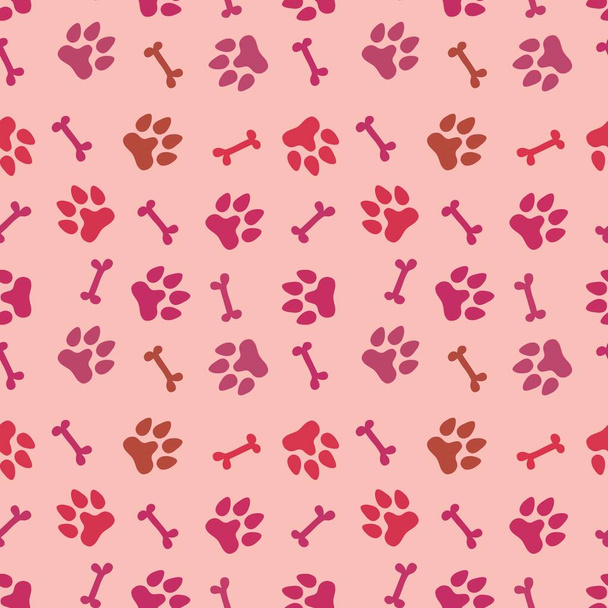 Cartoon doodle animals seamless dogs footprints and bones pattern for clothes print and kids accessories and notebooks and fabrics and wrapping shop paper. High quality illustration - Fotoğraf, Görsel