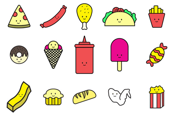 Cute Kawaii Icon Illustration For Restaurant Caffe Food and Beverage Business - Foto, imagen